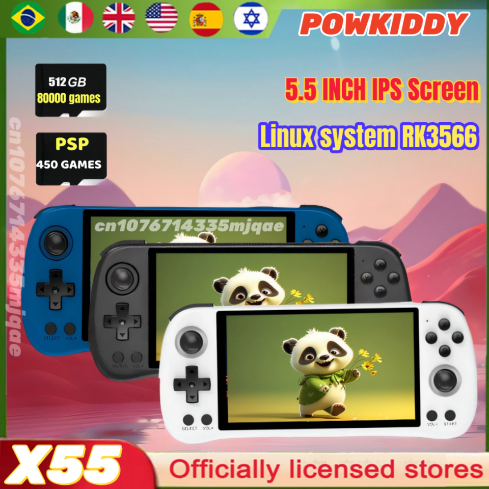 Gaming Console X55 - POWKIDDY X55 5.5 INCH Retro Handheld