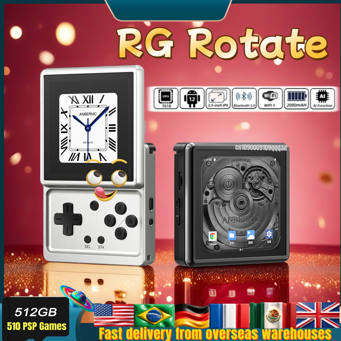 Gaming Console Handheld Android - Anbernic RG Rotate Retro Handheld Game