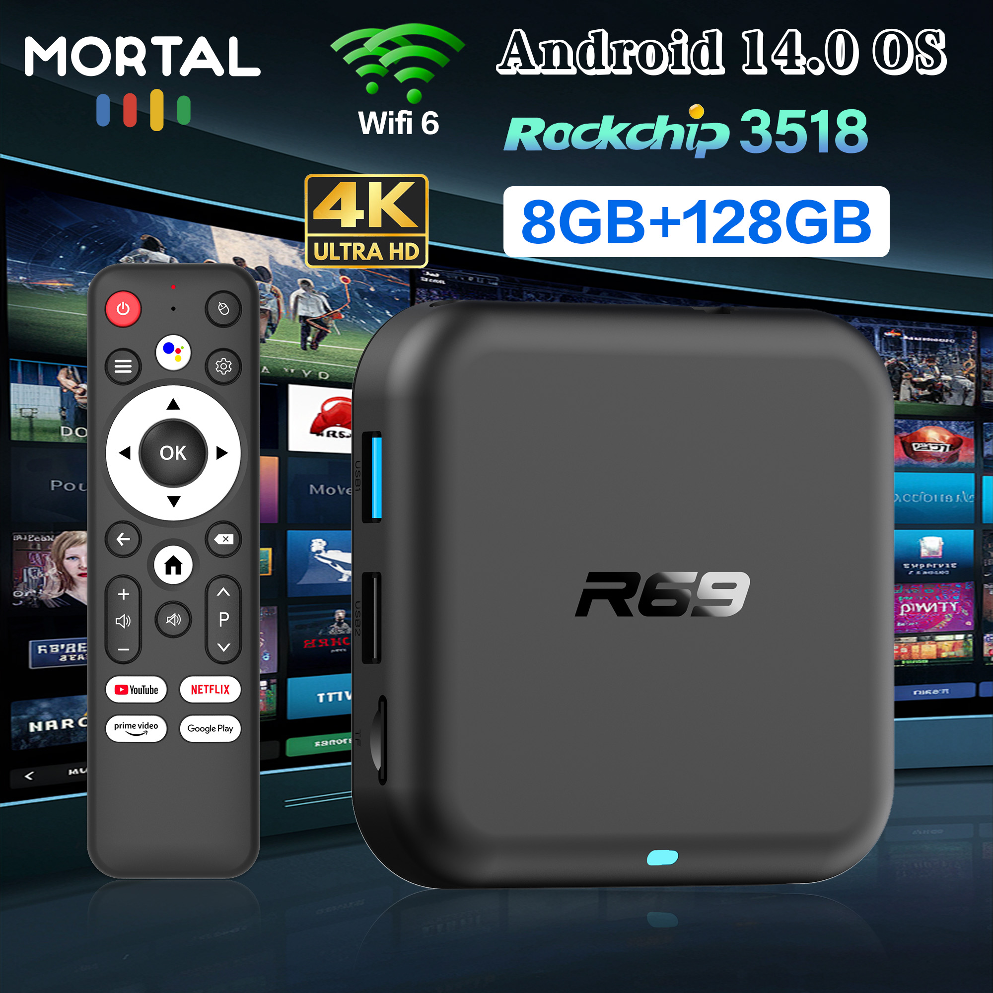 Smart TV Box Android 14.0 Goog – обзор и цена Gaming Console Youtube